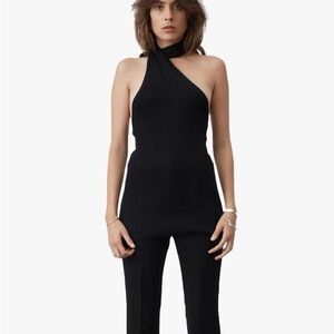 Atoir Black Ribbed One-Shoulder Top NWOT